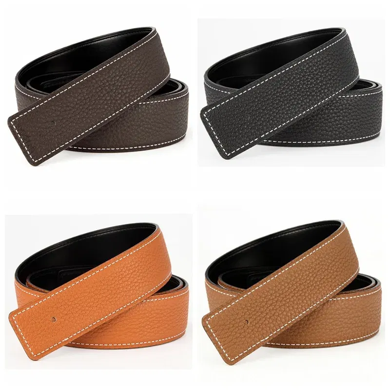 Color: Desert Camouflage, Belt Length: 110cm - 3.1cm No Buckle Belt Brand Belt Men High Quality Male Genuine Real Leather Strap forJeans Litchi grain Belt Cinturones Hombre