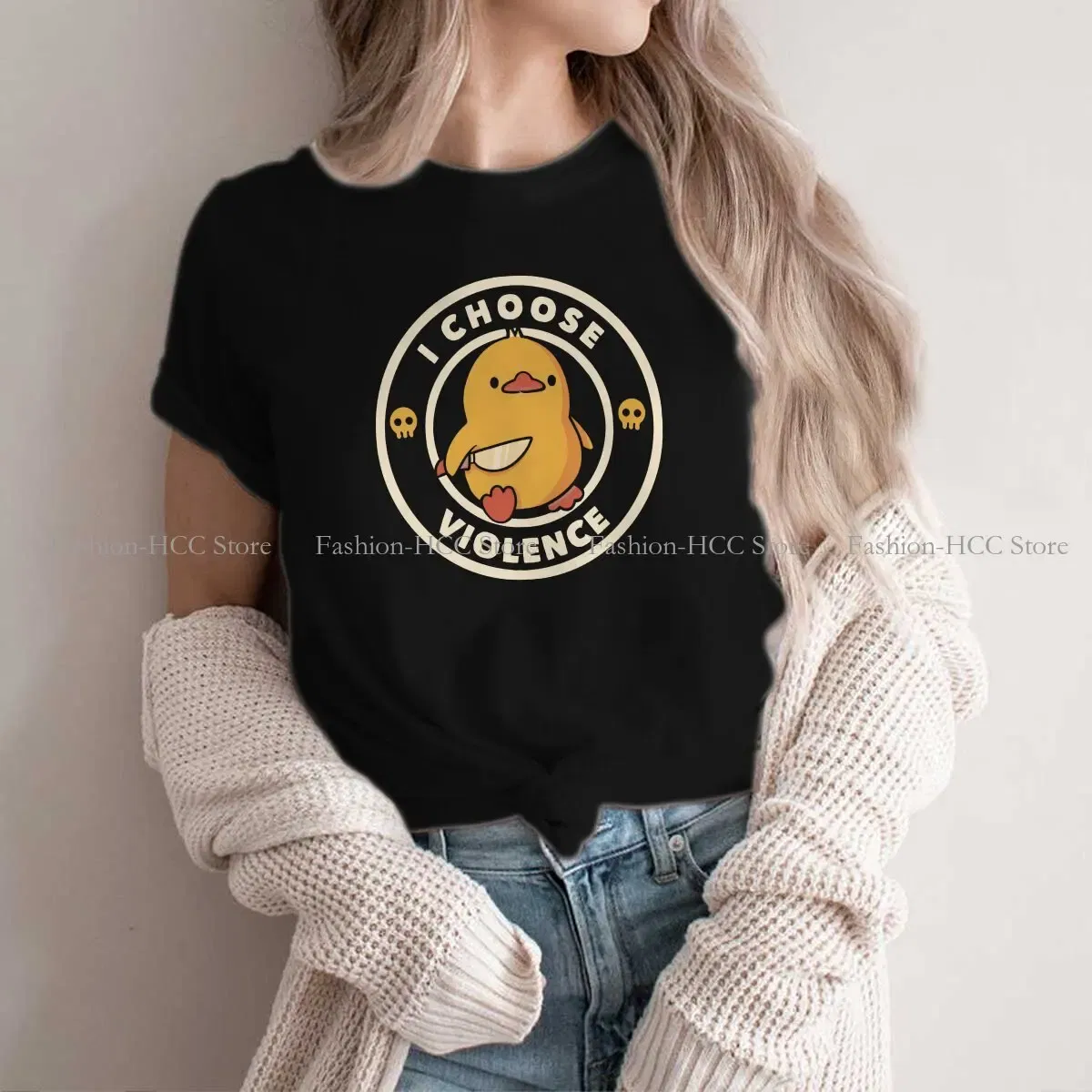 Color: black, Size: XXXL - I Choose Violence Funny Duck Polyester TShirts By Tobe Fonseca Personalize Homme T Shirt Funny Tops