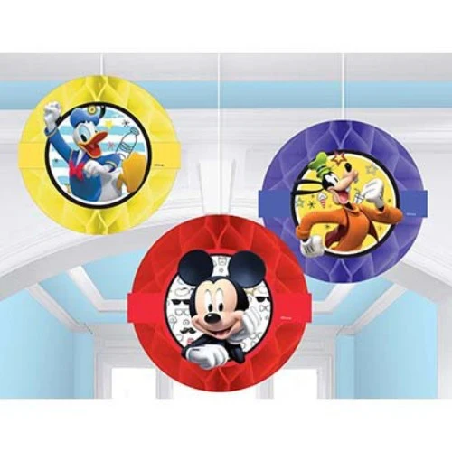 Mickey On The Go Honeycomb Hanging Decorations - Pack of 3