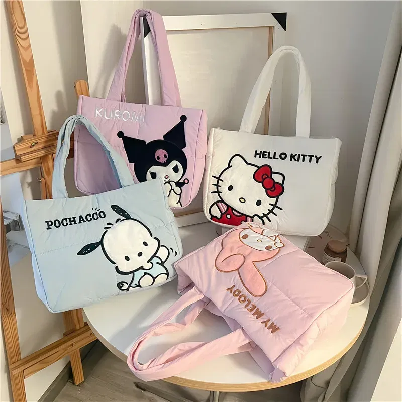Color: Black - My Melody Pochacco Kawaii Sanrio Kuromi Anime Women Handbag Tote Shoulder Bag Cute Cartoon Girl High-capacity Commuter Package