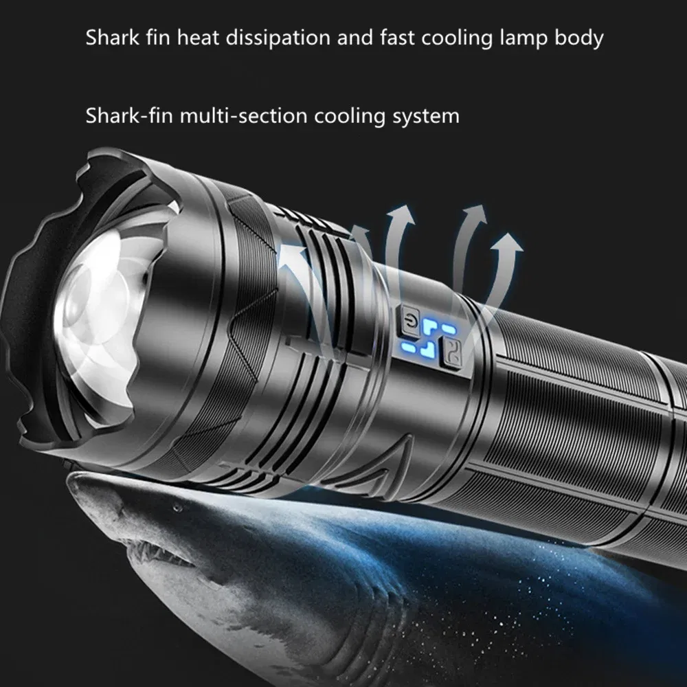 Emitting Color: green - High Power Tactical Rechargeable led flashlight long range very powerful Lantern 100W usb charging lamp Torch with indicator
