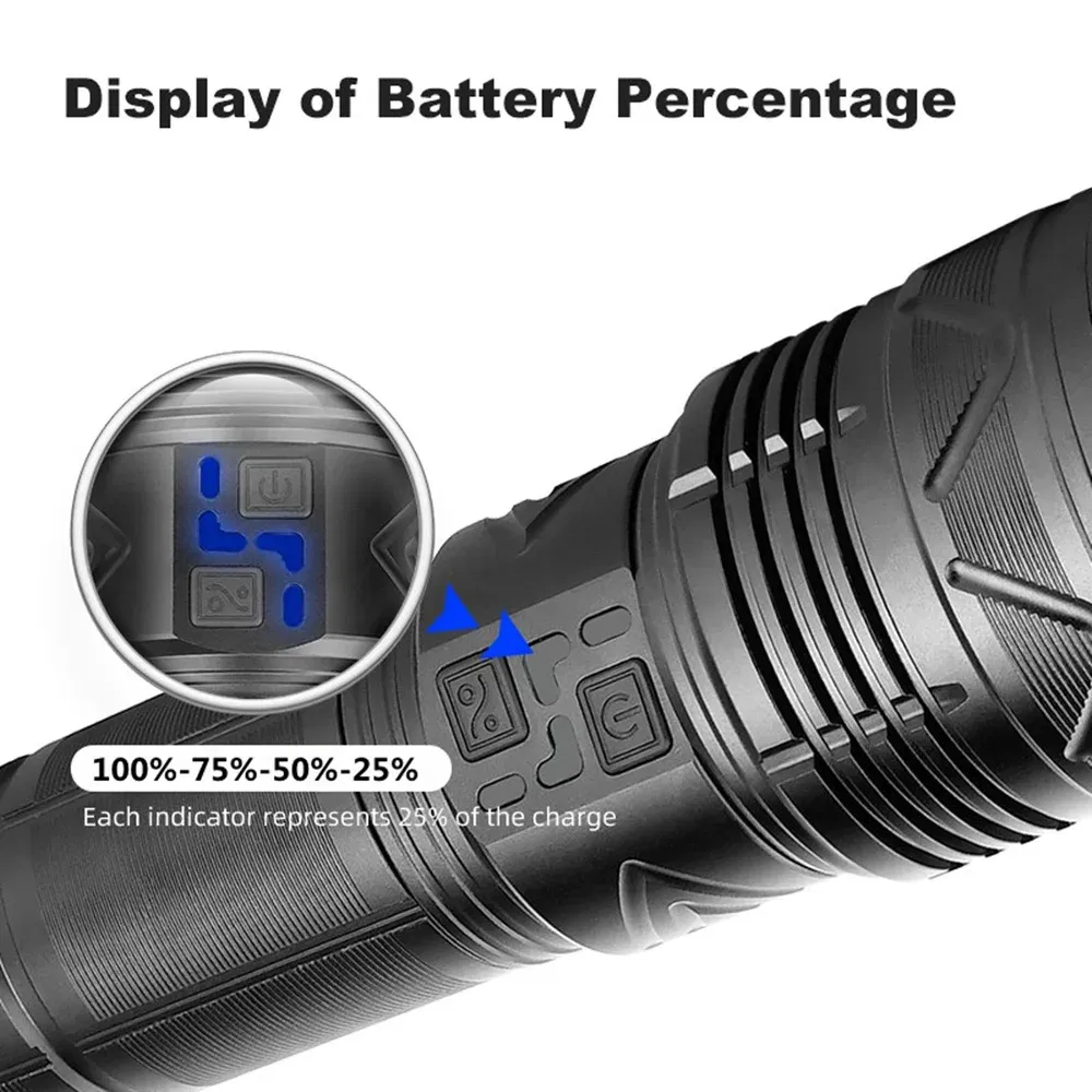 Emitting Color: green - High Power Tactical Rechargeable led flashlight long range very powerful Lantern 100W usb charging lamp Torch with indicator