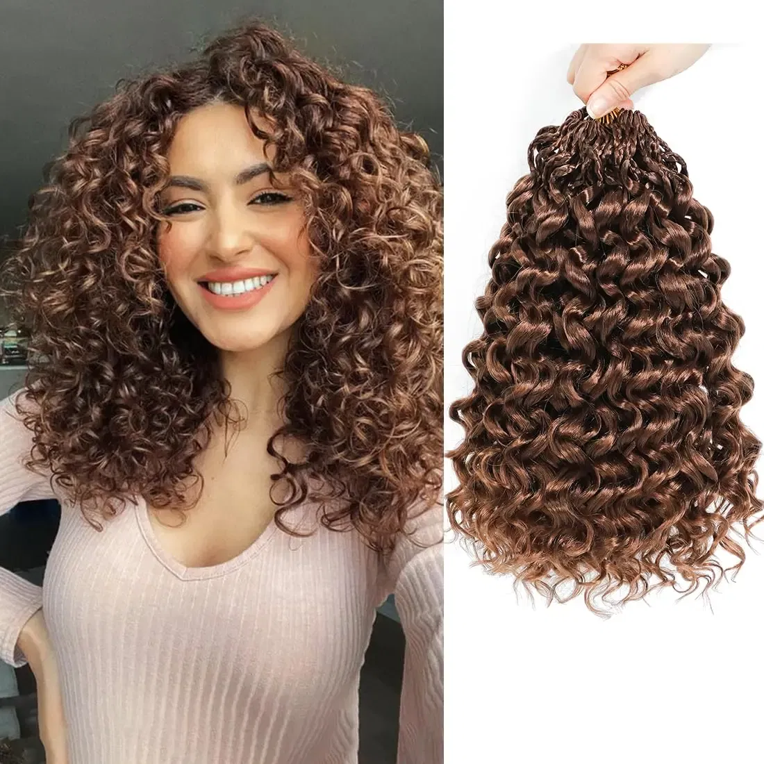 Color: #30, Stretched Length: 12inches, Bulk Buy: 8Pcs/Lot - Box Gogo Curl Crochet Hair for Black Women Pre looped Short Ocean Wave Crochet Hair Water Wave Beach Curl Crochet Braiding Hair