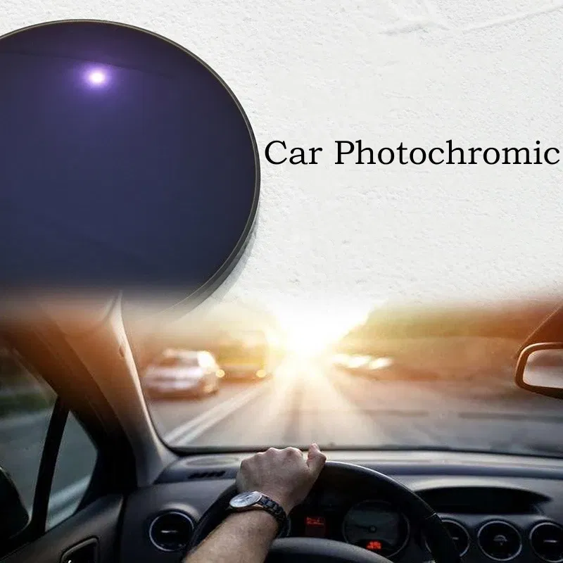 Lenses Color: PURPLE - MOMOJA 1.56/1.61 Chameleon Driving Lens Anti-blue Ray Anti-glare Photochromic Lens Anti-scratch Anti-reflection HMC lens 1 pair