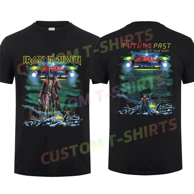 Color: Blue, Size: M - 2024 Men T Shirt Casual Iron The Future Past 2024 Tour Maidens T-shirt Graphic Summer Short Sleeves 100% Cotton S-3XL Cool Tee