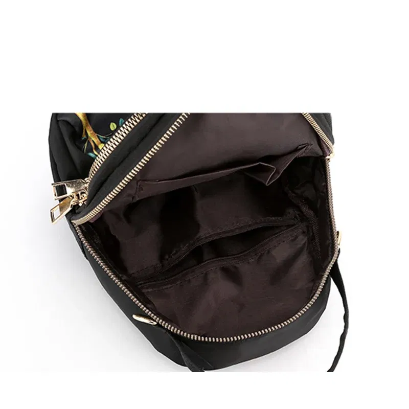 Color: Dark Khaki, Size: 16 inches - Fashion Printing Backpack Women Large Capacity Nylon Rucksack Multilayer Crossbody Bag School Bags Waterproof Travel Knapsack
