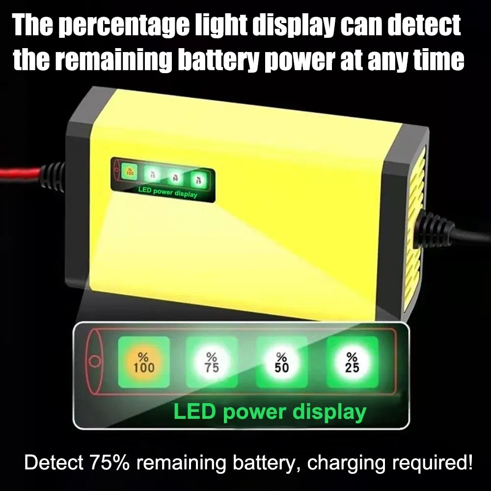 Color: Gold - 12V 2A Car Battery Charger 220V Power Puls Repair Charger Wet Dry Lead Acid Battery LED Display Moto Truck Battery Charger