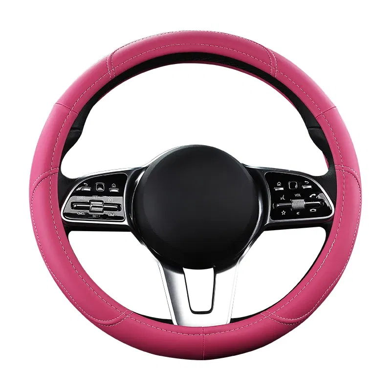 Color Name: PURPLE - Car Anti-Slip Leather Steering wheel Cover Universal car Steering Wheel Protective Cover Fashion Style 38cm Pink