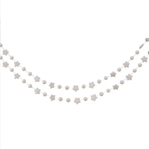 White Christmas Felt Beads and Stars Garland - Pack of 75