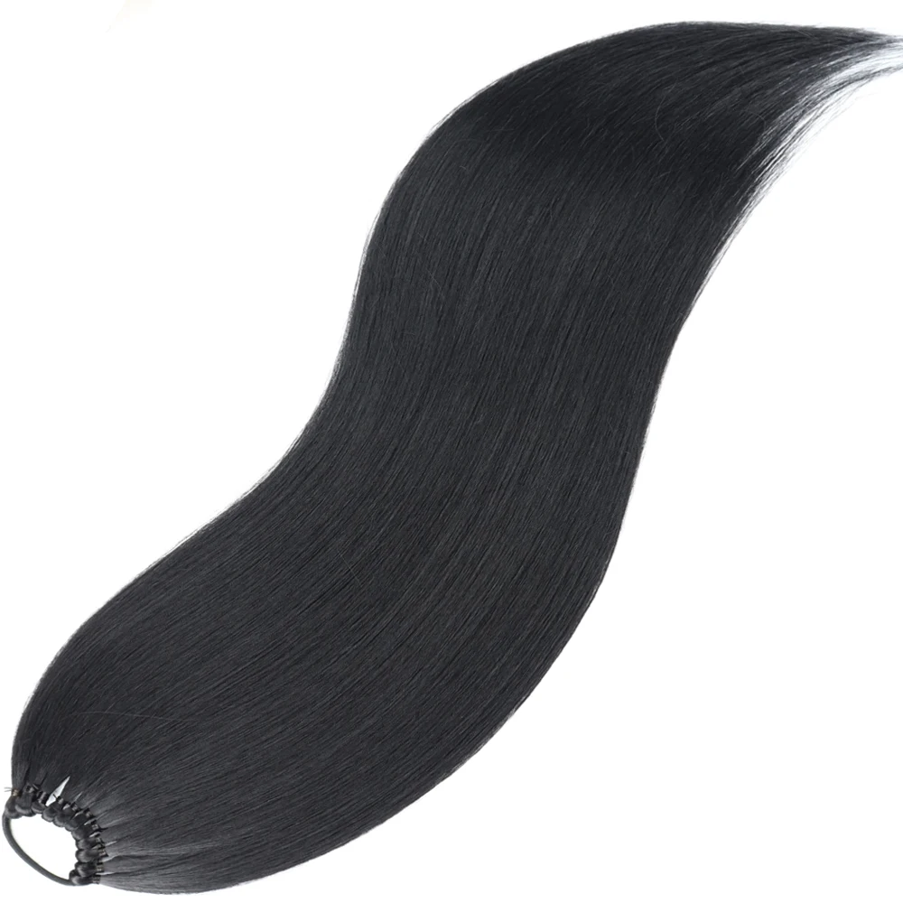 Color: 1B/30HL, Ships From: CHINA, Stretched Length: 24inches - Synthetic 24Inch Ponytail Extensions Black Natural Braided Pony Tail Hairpiece Long Straight Rubber Band Hair For Women