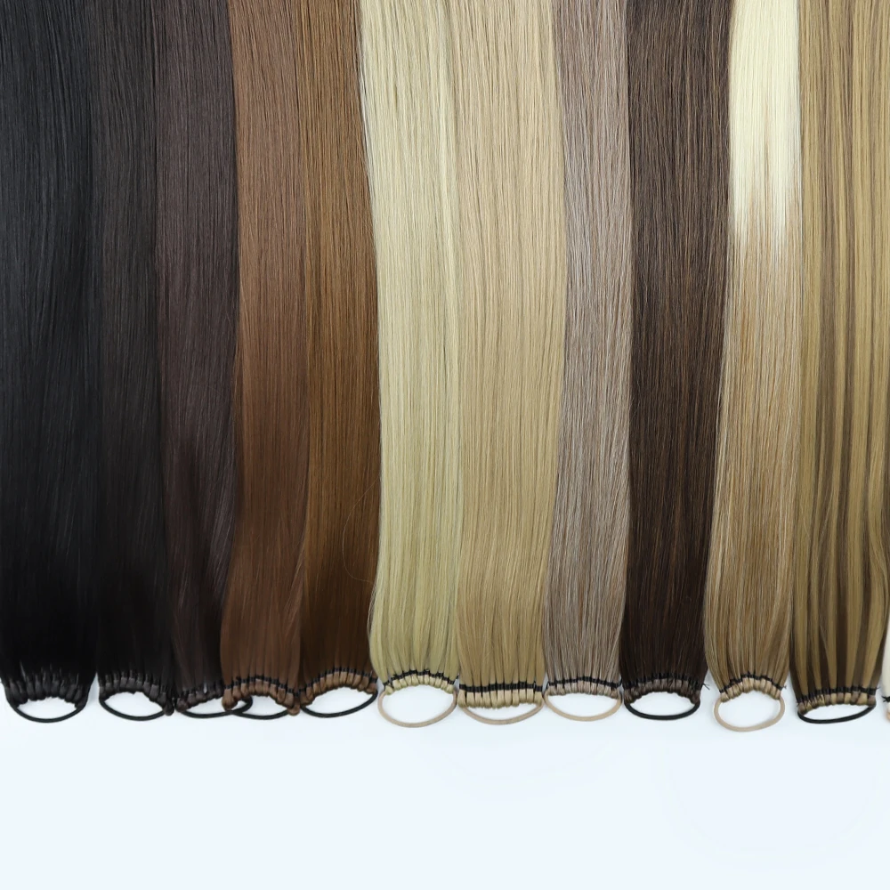 Color: 1B/30HL, Ships From: CHINA, Stretched Length: 24inches - Synthetic 24Inch Ponytail Extensions Black Natural Braided Pony Tail Hairpiece Long Straight Rubber Band Hair For Women