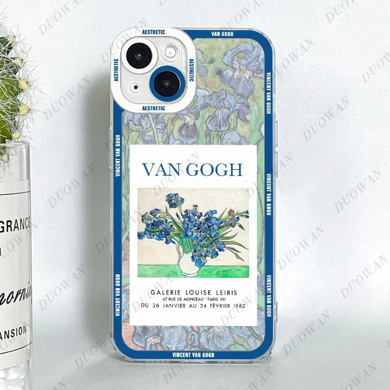 Color: Gold, Material: TPU - Van Gogh Oil Painting Phone Case For iPhone 11 12 13 14 15 16 Pro Max XR X XS Mini 8 7 Plus SE 2020 2022 Transparent Case