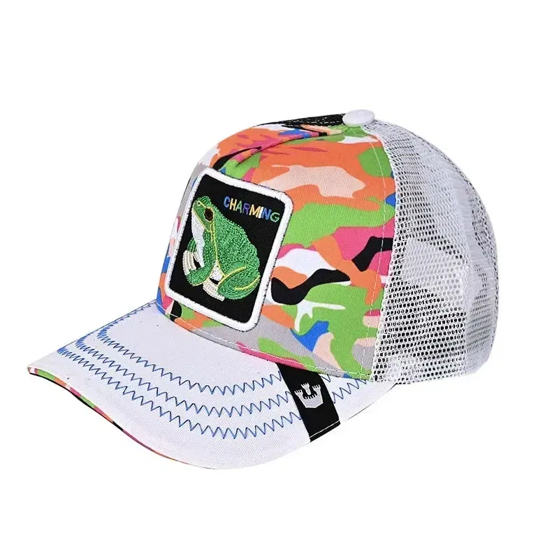 Color: Ivory - Baseball Caps Men Women Snapback Hip Hop Cap With Fashion Animals Embroidery Summer Breathable Mesh Trucker Caps Streetwear Bone