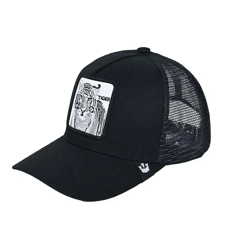Color: Ivory - Baseball Caps Men Women Snapback Hip Hop Cap With Fashion Animals Embroidery Summer Breathable Mesh Trucker Caps Streetwear Bone