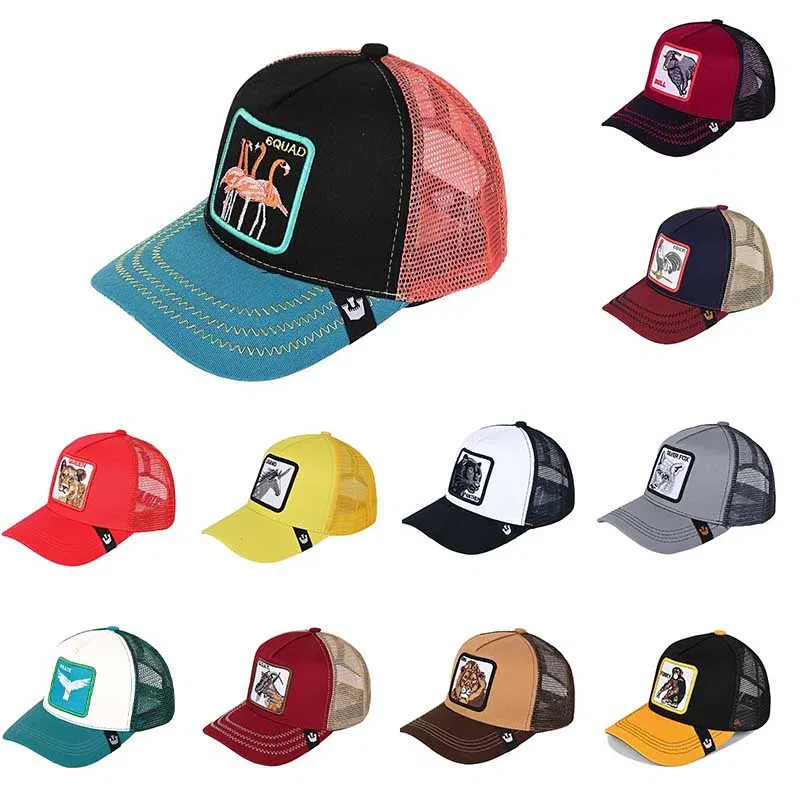 Color: Ivory - Baseball Caps Men Women Snapback Hip Hop Cap With Fashion Animals Embroidery Summer Breathable Mesh Trucker Caps Streetwear Bone