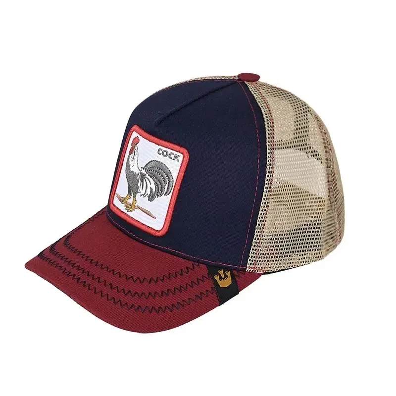 Color: Ivory - Baseball Caps Men Women Snapback Hip Hop Cap With Fashion Animals Embroidery Summer Breathable Mesh Trucker Caps Streetwear Bone