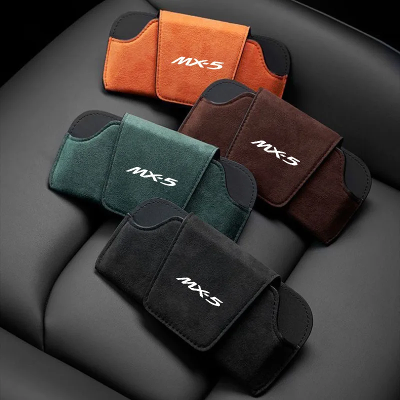 Color Name: Green - Car Interior Suede Fleece Glasses Clip Sunglasses Holder For Mazda mx5 mx 5 mx-5 Mk1 Mk2 Mk3 NA NB NC ND Accessories