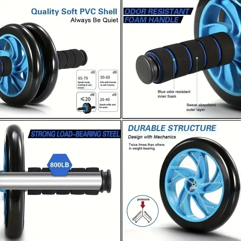 Blue Smooth Belly Wheel Push-up Stand and Jump Rope Set