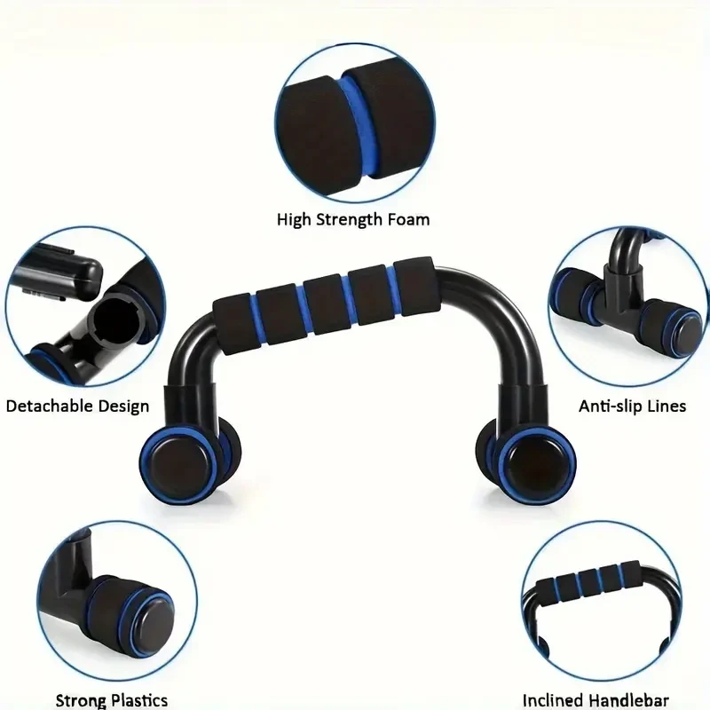 Blue Smooth Belly Wheel Push-up Stand and Jump Rope Set