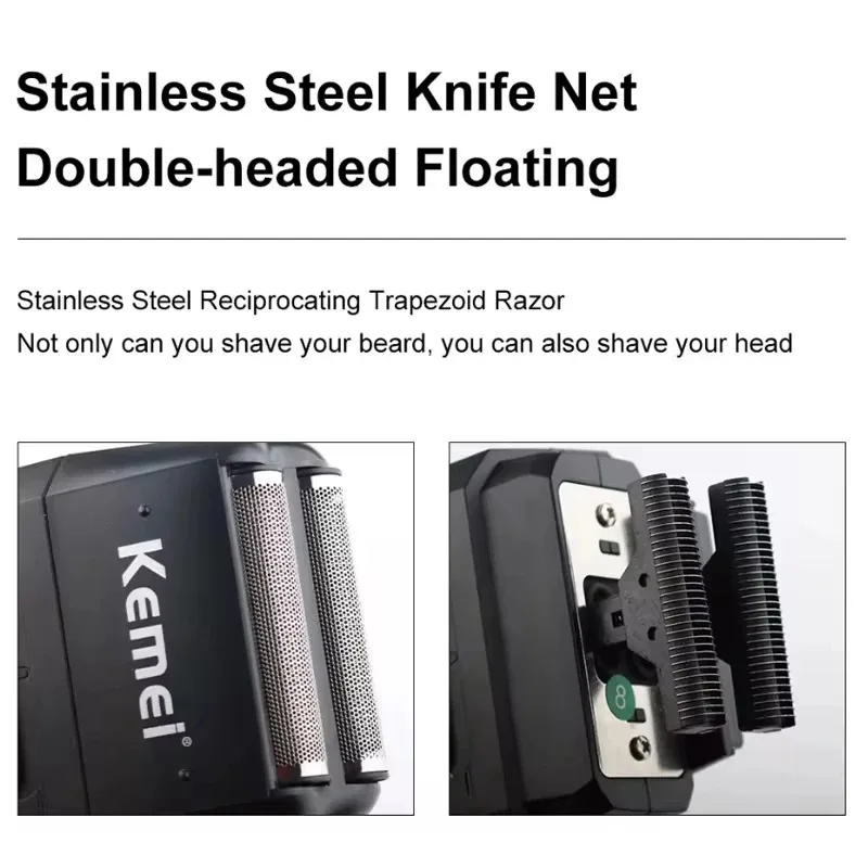 Color: green - Kemei Professional Electric Hair Clipper Kit Rechargeable Hair Trimmer Shaver for Men USB Charging Beard Razor KM-2797 KM-1102