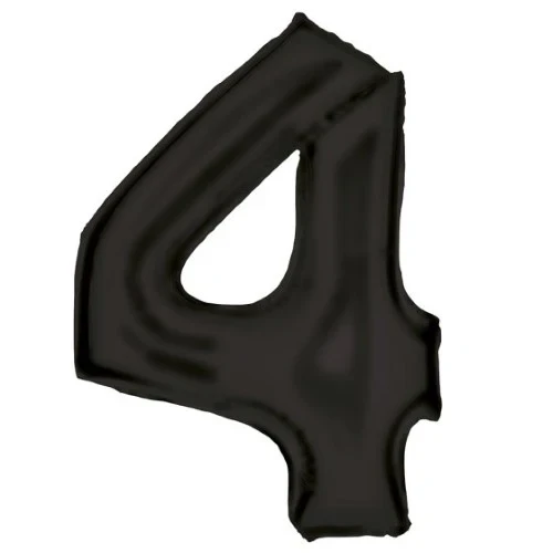 Large Number 4 Silk Lustre Black Foil Balloon 66cm w x 93cm h