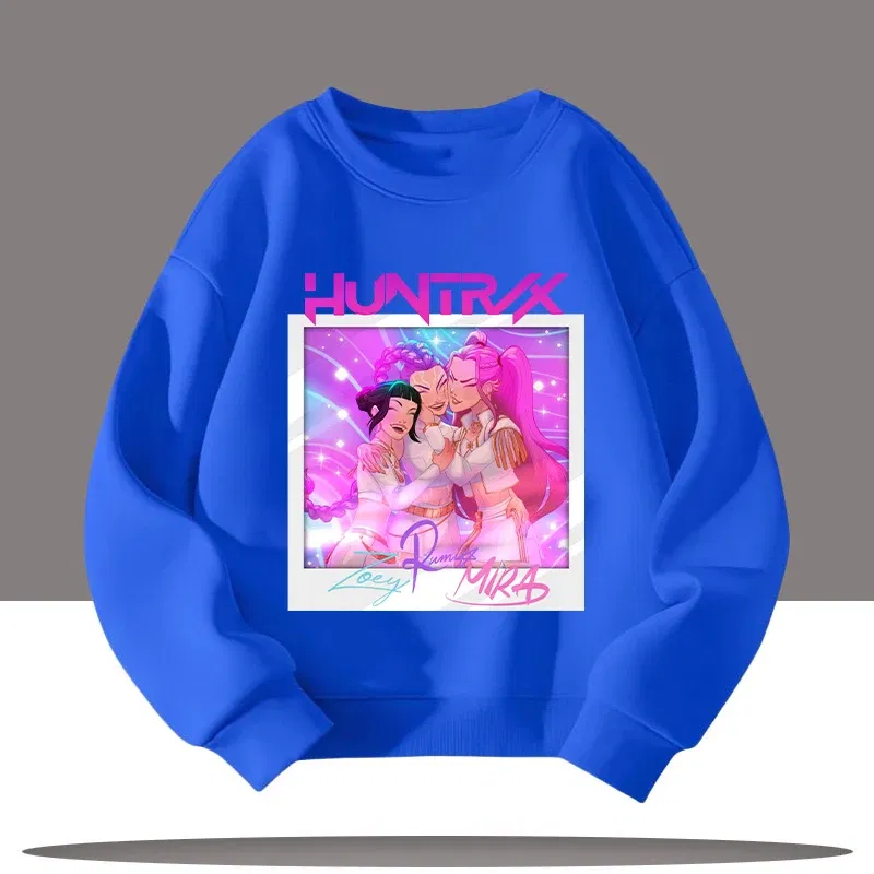 Color: Dark Grey, Kid Size: 9 - Children's Clothing K-pop Demon Hunters Cartoon Print 3-12 Year Old New Style Kids Round-neck Sport Shirt Cute Girl Casual Top