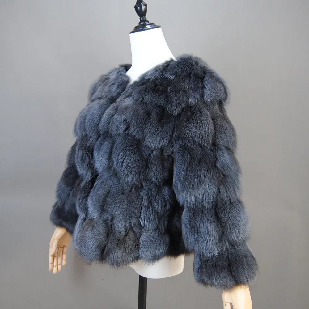 Color: Beige, Size: L - 2025 New Style Real Fur Coat 100% Natural Fur Jacket Female Winter Warm Leather Fox Fur Coat High Quality Fur Vest