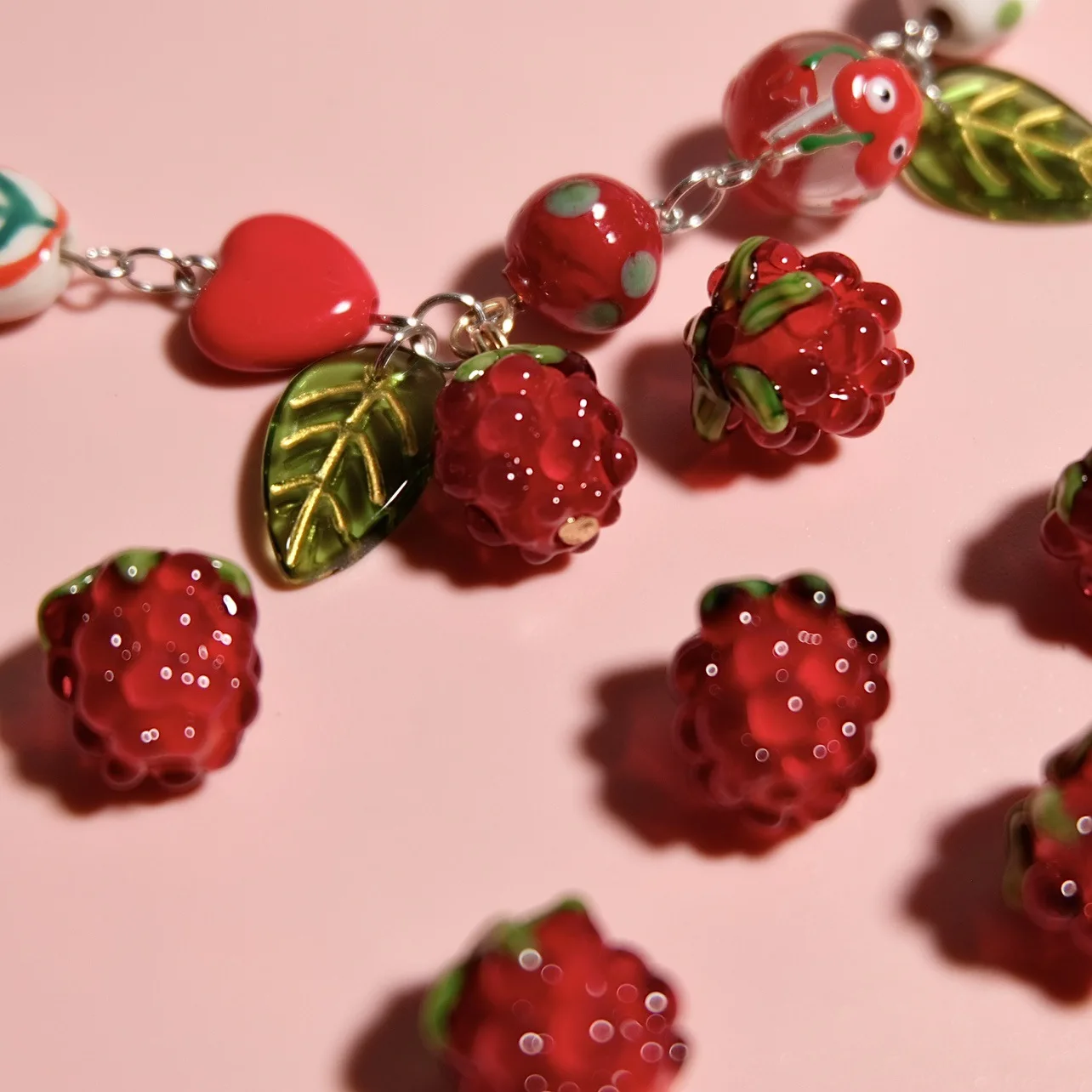Color: WHITE, Ships From: CHINA, Item Diameter: 12mm - DIY Mini Czech Glass Grape Beads Raspberry Pendant Accessory Bead