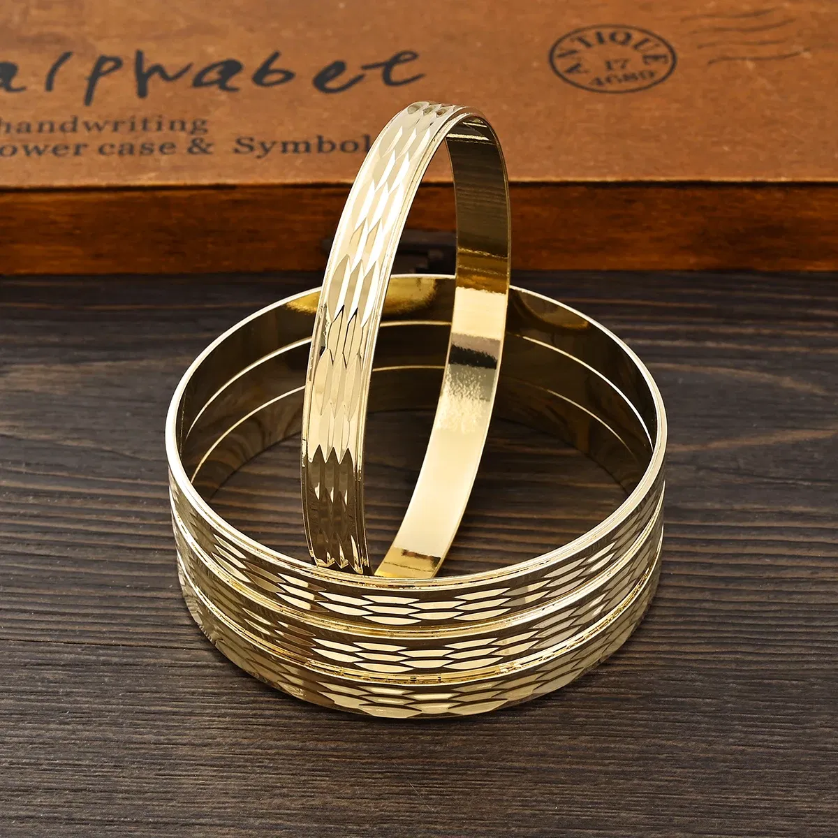Metal Color: Titanium Plated - Adult Size 4PCS 65MM 9K Gold Color Hig Quality Top Sale Cute Bracelet Jewelry  Flower Bangle Girl Birthday Party Gift