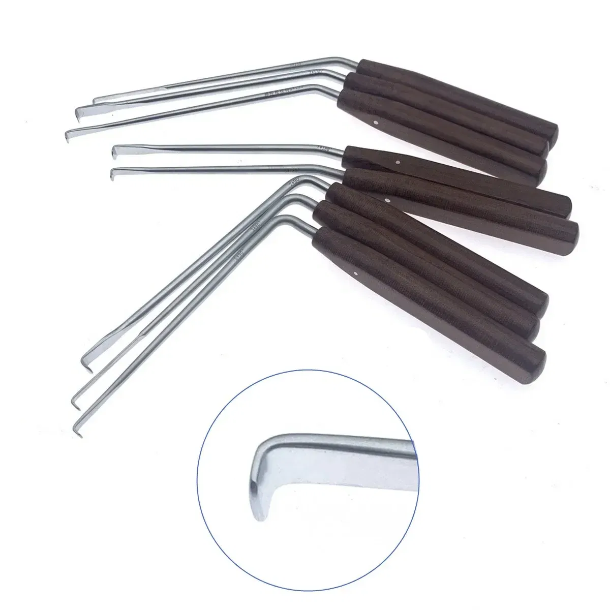 Color: grey - Nerve Root Hook Retractor with wooden handle brain Bone Retractor Stainless Steel nerve pull hook