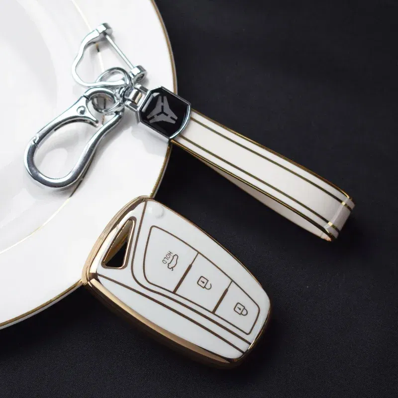 Color Name: Black - For Hyundai Grandeur HG Sedan Genesis G80 Santa Fe 3DM Grand SantaFe 2018 IX45 EQUUS Azera TPU Remote Key Case Cover Holder