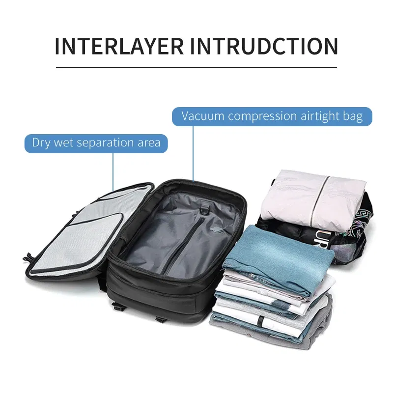 Color: black - Men Travel Backpack vacuum compression 17 inch Laptop Business Large Capacity school Backpack Expanded outdoors Hiking backpack