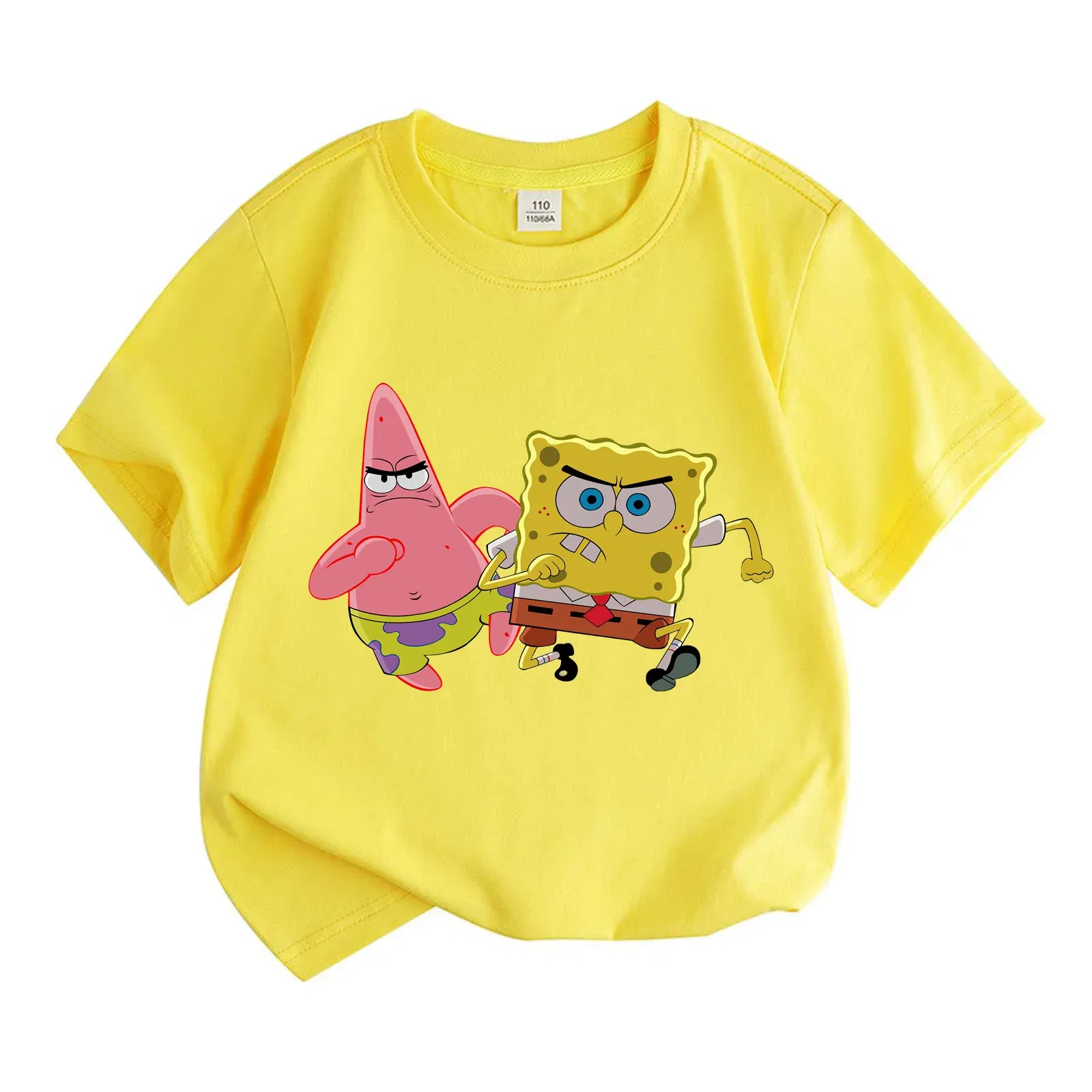 Color: Dark Grey, Kid Size: 5T - Mr. Krabs Squidward  Sandy Spongebob T-shirt 100%Cotton  Children Round Neck Short-sleeved Boys Girls  Fashion Kids Clothes