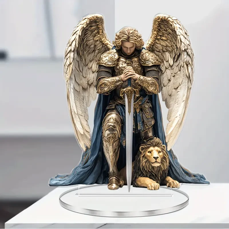 Elegant Archangel Michael Acrylic Desk Decor (16.0cm x 18.03cm)
