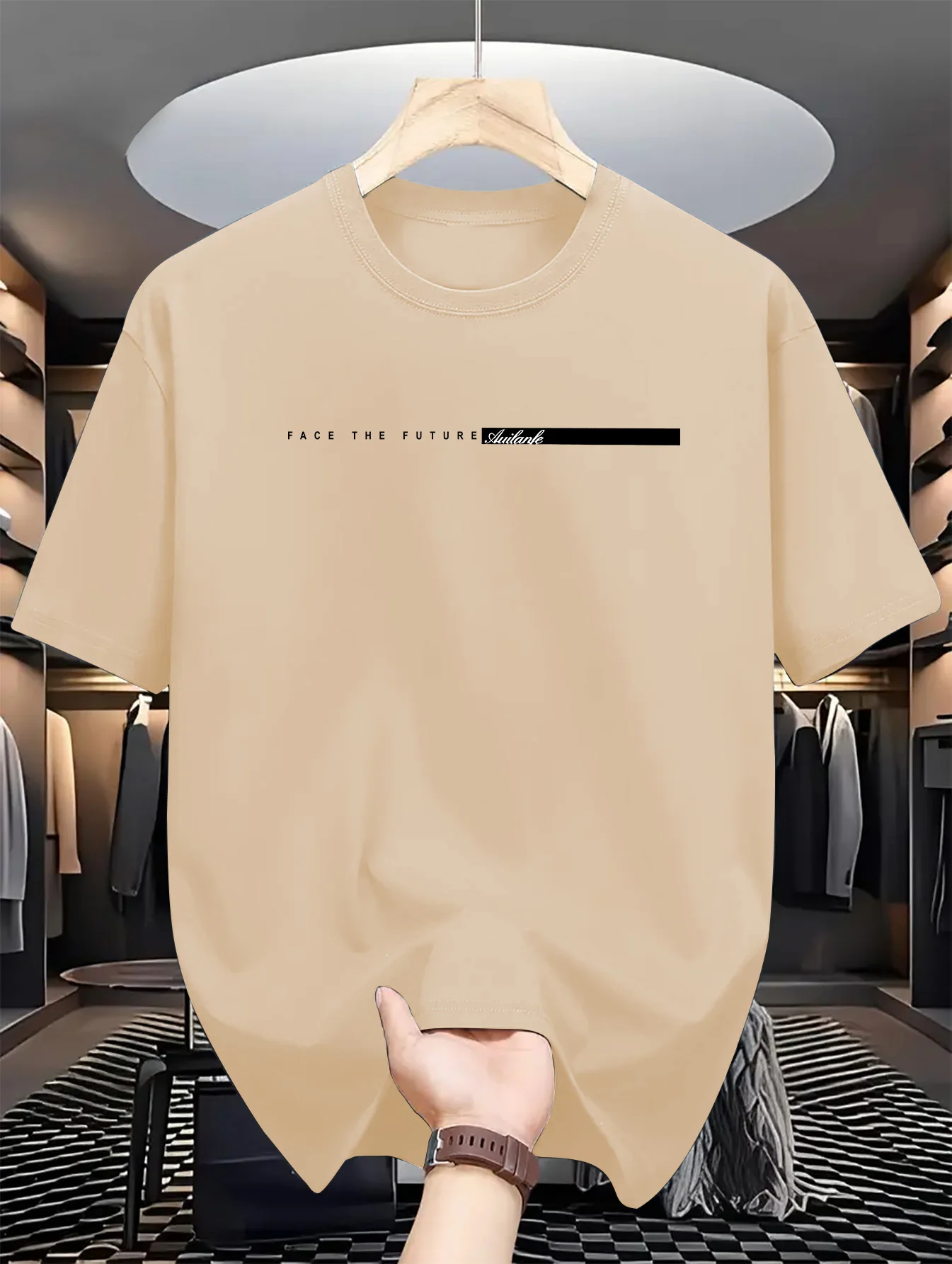 Color: WHITE, Size: XXL - Summer men's 100% cotton casual loose fit large letter print round neck short sleeved T-shirt top High Street Unisex style