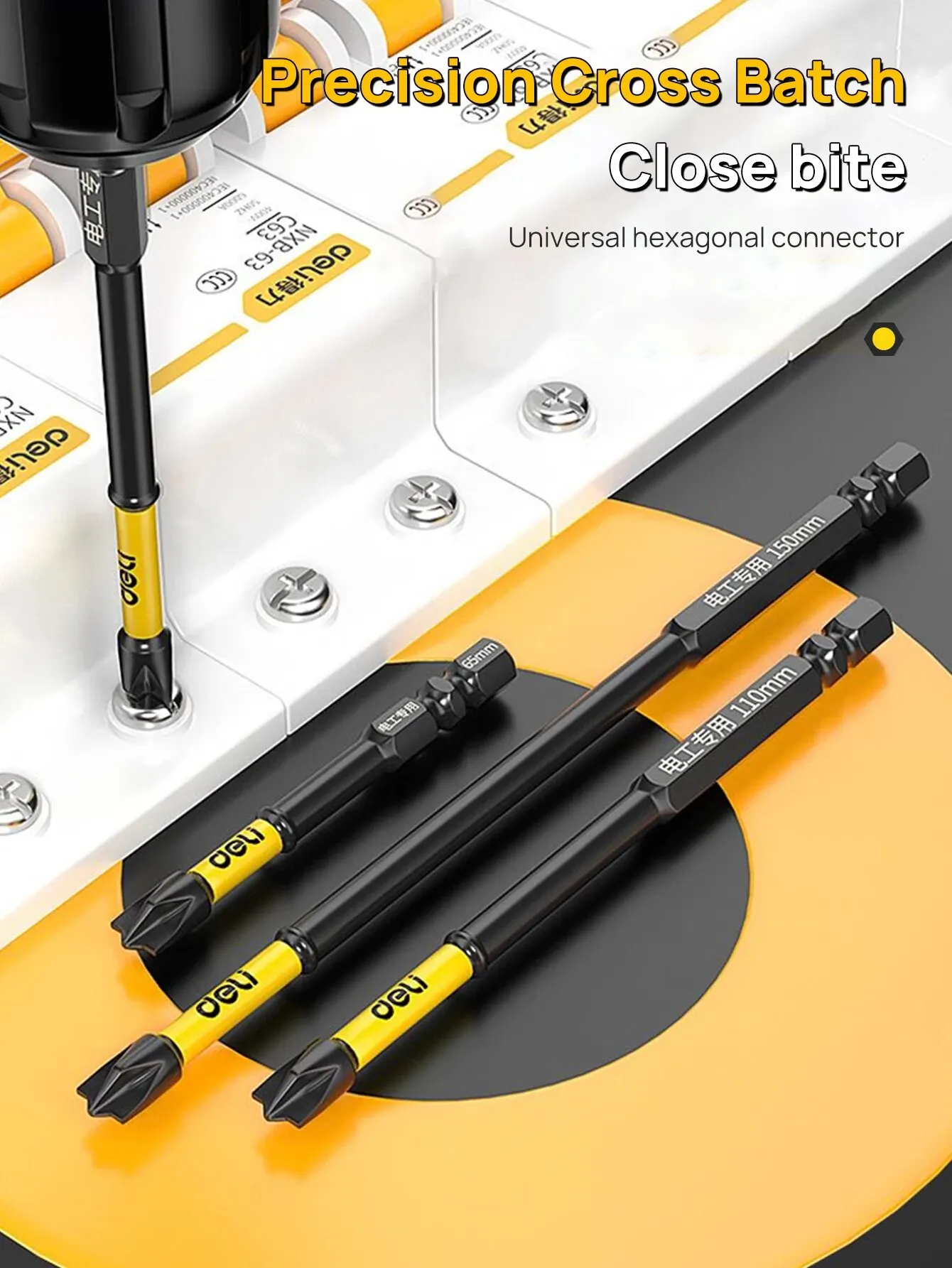 Color: Rose - Non-slip Cross Screwdriver Set Magnetic Batch Head Magnetic Batch Head Impact Screw Driver Bit 65/110/150mm