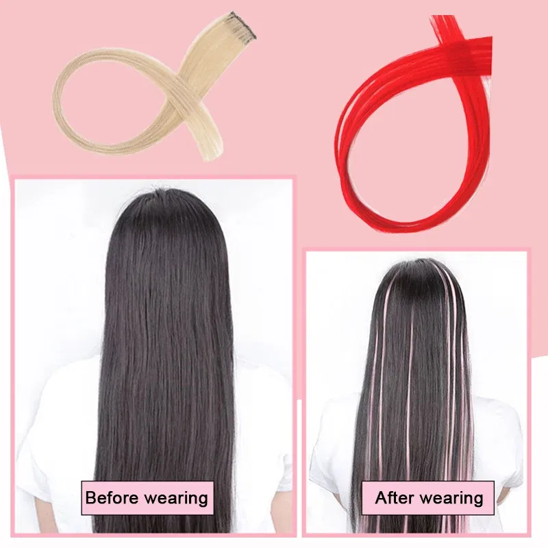 Color: SKY BLUE, Ships From: CHINA - Long Straight Hair Piece High Temperature Wire no Trace Matte Monochrome Fashion Wig for Women Girls