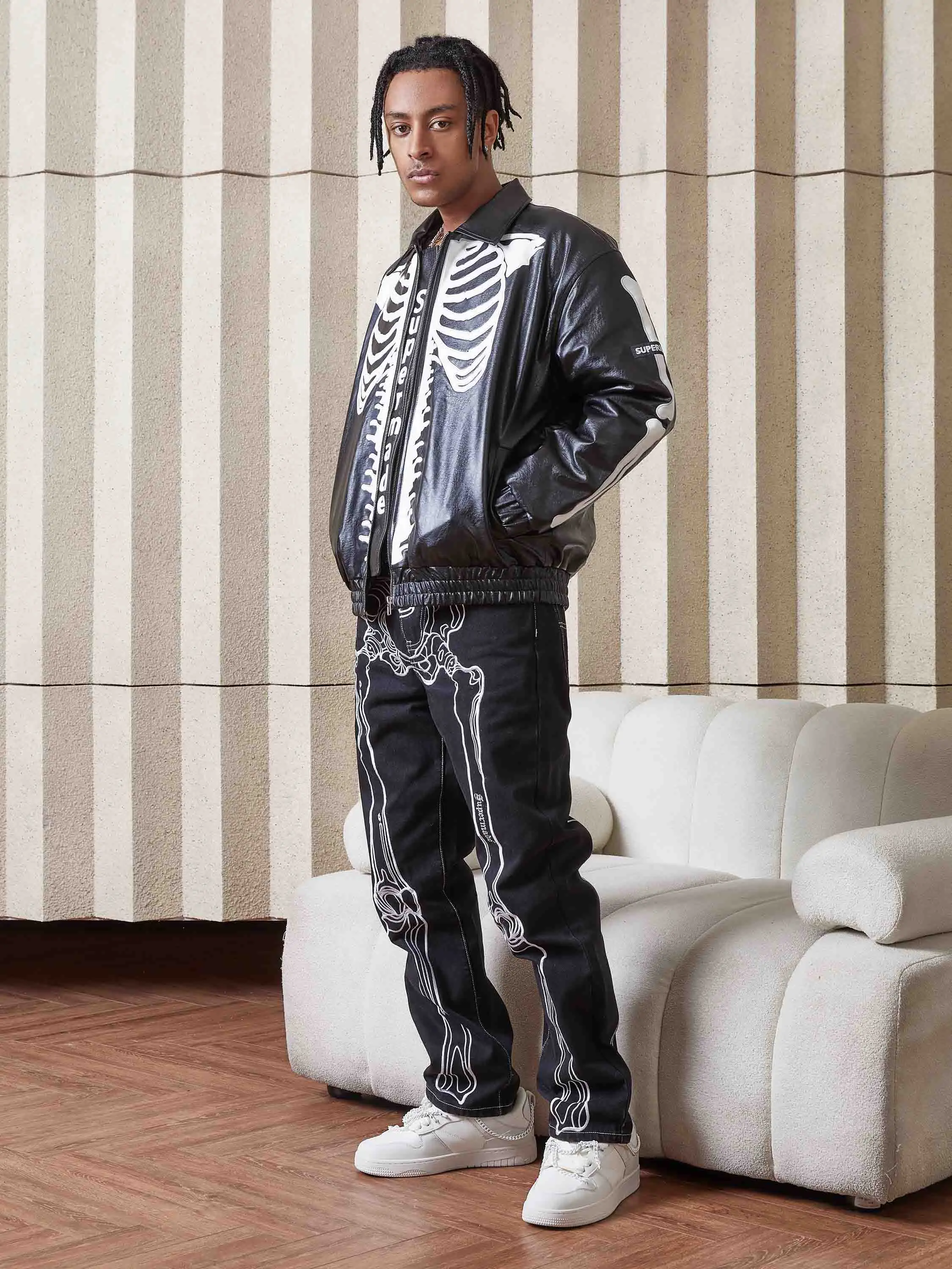 Color: Yellow, Size: XL - Men's Leather Jacket Fashion Embroidery Artificial Leather Coats Winter Casual Motorcycle Biker Pu Leather Outwear Male Clothing