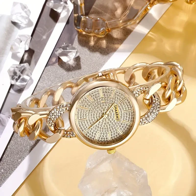 Vintage Chic Womens Quartz Watch & Bracelet Set