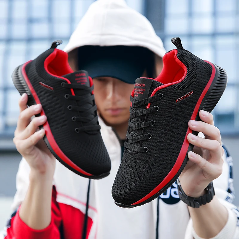 Shoe Size: 45, Color: Black - Men Casual Sneakers High Quality Male Sneakers Breathable Fashion Gym Light Walking Casual Shoes