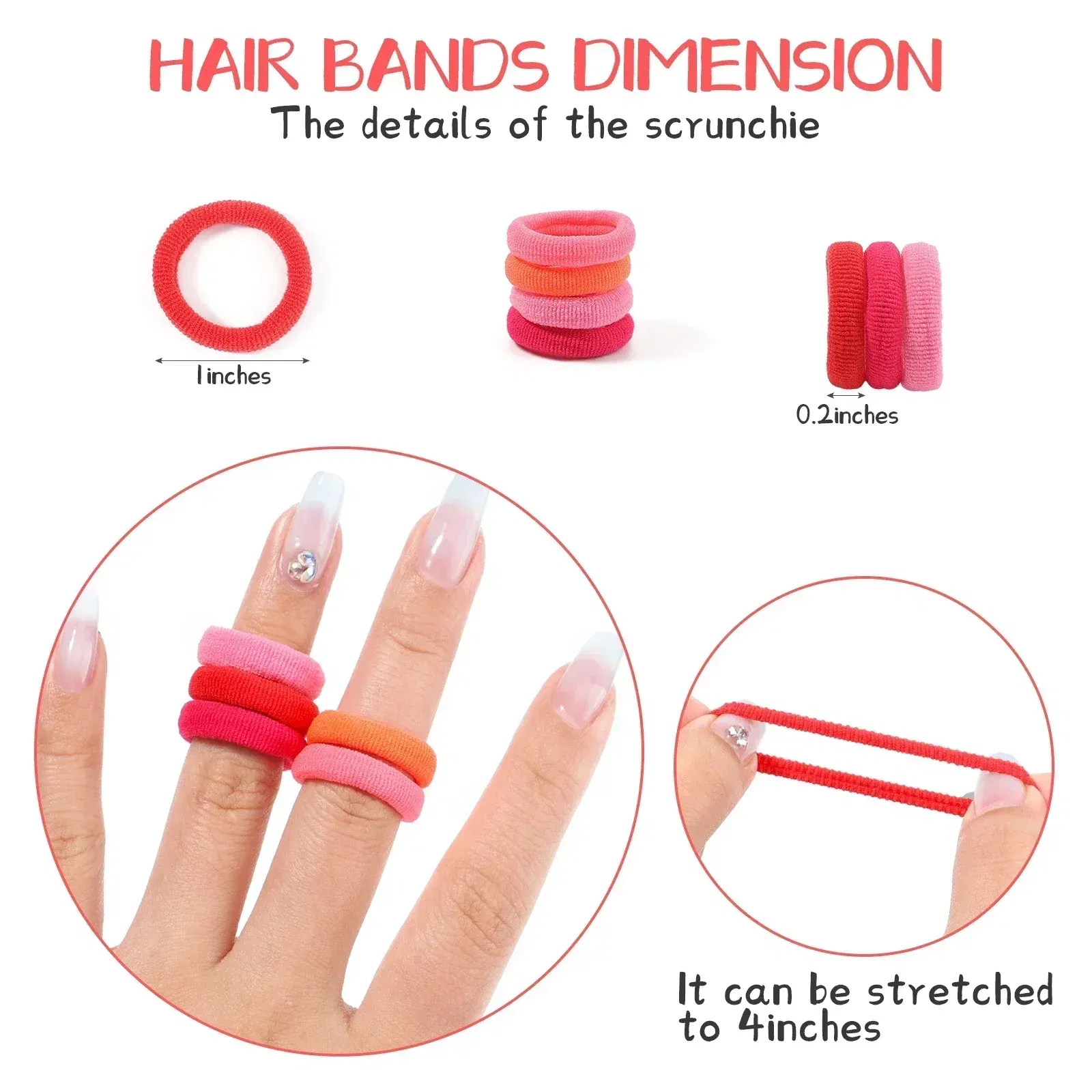 Color: Beige - 100PCS Colorful Basic Nylon Ealstic Hair Ties for Girls Ponytail Hold Scrunchie Rubber Band Kid Fashion Hair Accessories
