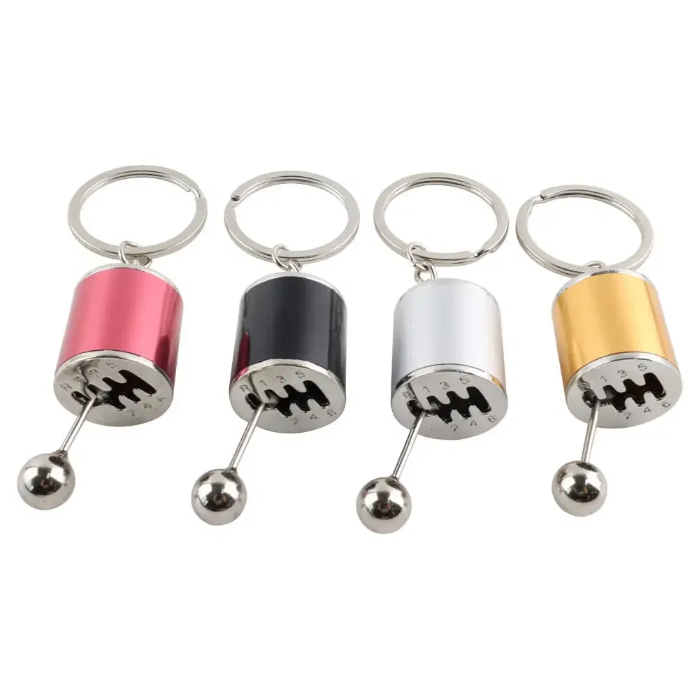 Color Name: Gold - Aluminum Shiftable Gear Shift Knob Stick Box 6-Speed Shifter Style Keychain Ring