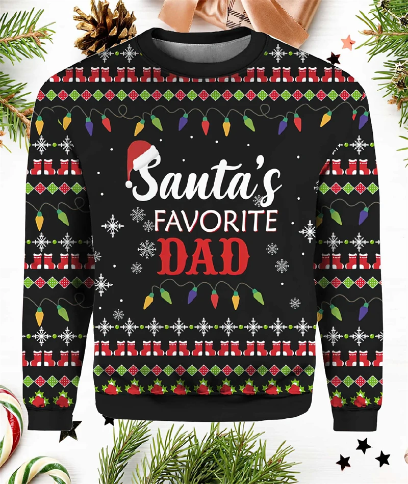 Color: green, Size: XXXL - Funny Santa Claus Graphic Ugly Christmas Sweater 2026 Men Fashion Autumn Winter 3D Printed Sweatshirt Casual Oversized Pullovers