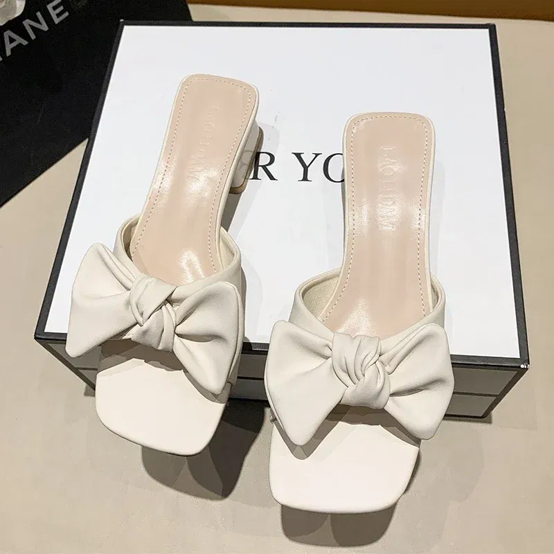 Color: Light Blue, Shoe Size: 36 - Large Size Women's Shoes 35-42 Summer Outer Wear Flat Slippers Wide Sandals Slippers Rhinestone Fashion Home Slippers