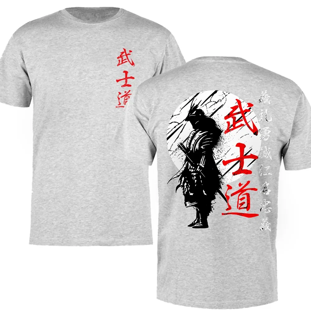 Color: Khaki, Size: XXXL - Japan Samurai Spirit T Shirts For Men Japanese Style Back Print Loose Oversized 100% Cotton Tops T-shirt Bushido Male Gifts Tee
