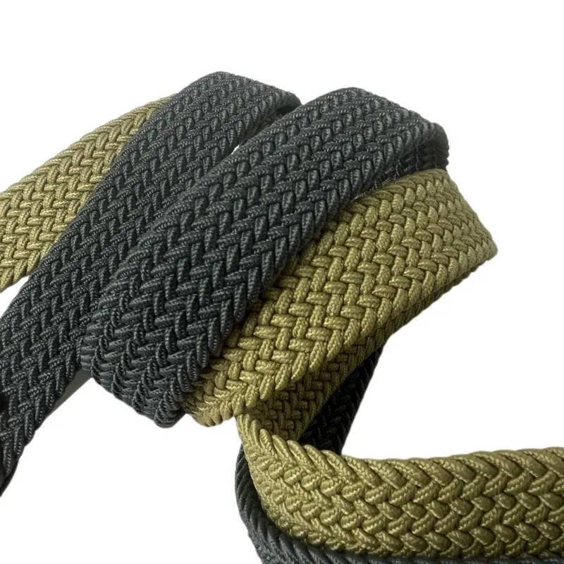 Color: GRAY, Belt Length: 100cm, Ships From: CHINA - Stretch Canvas Leather Belts for Men Female Casual Knitted Woven Military Tactical Strap Male Elastic Belt for Pants Jeans 3.5