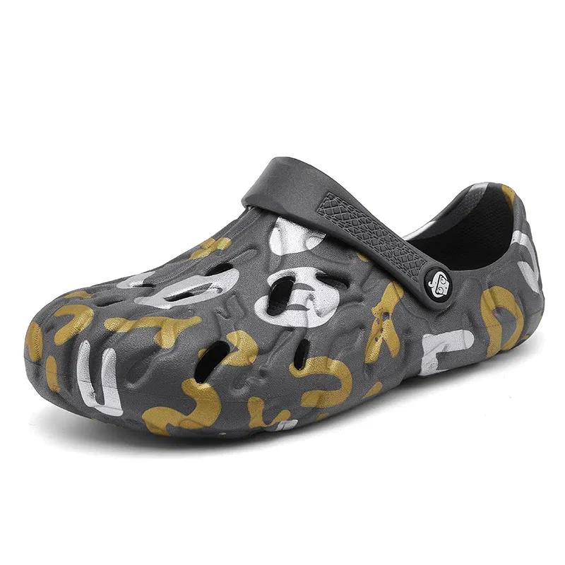 Color: Clear, Shoe Size: 40 - Men Summer Slippers Thick Sole Mens Clogs Sandals Hollow Breathable Flip Flops Sandals Shoes Fashion Beach Slippers