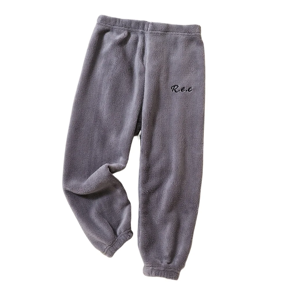 Color: Red, Kid Size: 3T - Children Thicken Fleece Pants Boys and Girls Solid Letter Embroidery Sports Casual Kids Clothes Warm Leggings Clothing Winter
