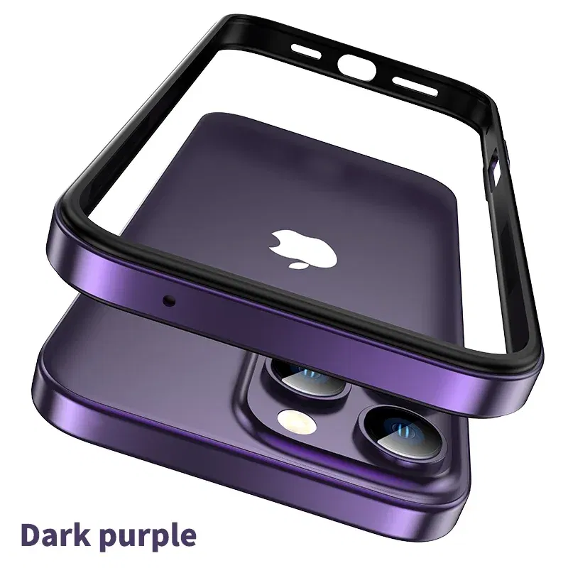 Color: Gold, Material: CANVAS - Titanium Metal Frame Bumper Shockproof Case for IPhone 16 15 Pro Max Plus 5G for Apple Solid Colour Protection Phone Cover