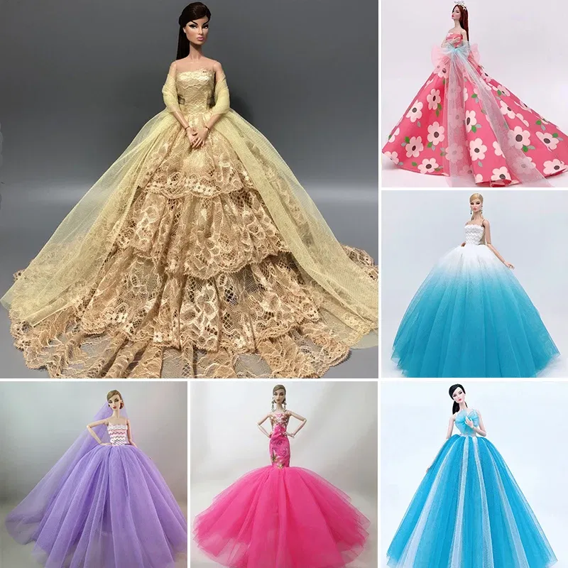 Color: Red Wine - for bride dress for barbie clothes 30 cm dresses gowns doll party dress clothing accessories outfit princess costume wedding
